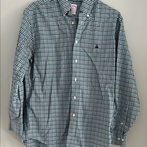 Brooks Brothers Green/Blue Casual Button Down Shirt with Plaid Pattern.